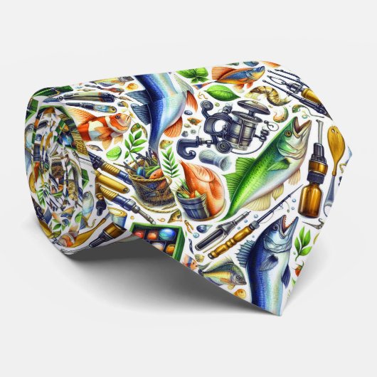 Cool vissen liefhebbers betegeld patroon stropdas (Opgerold)