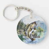 Cool vissen liefhebbers voeg naam toe sleutelhanger (Voorkant)