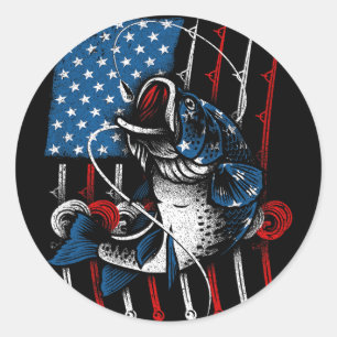 Cool Vissen Voor Mannen Vrouwen Amerikaanse Vlag U Ronde Sticker