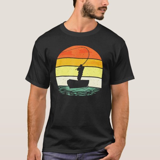 Cool Vissersboot Angler Zee Vis Retro T-shirt (Voorkant)