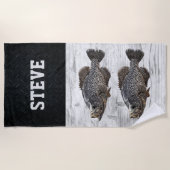 Cool Vist Naam Crappie Fish Name Rugged Strandlaken (Voorkant)