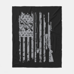Cool Vist Rod Hunting Rifle American Flag Gift Fleece Deken