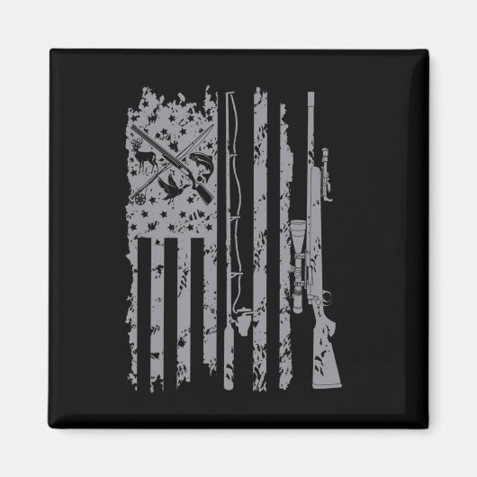 Cool Vist Rod Hunting Rifle American Flag Gift Magneet (Voorkant)