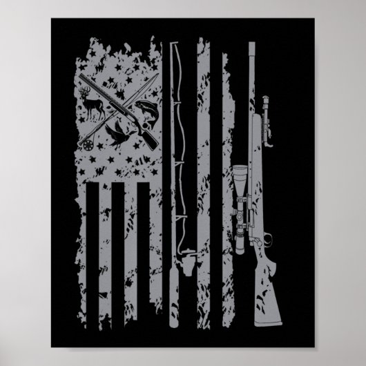 Cool Vist Rod Hunting Rifle American Flag Gift Poster (Voorkant)