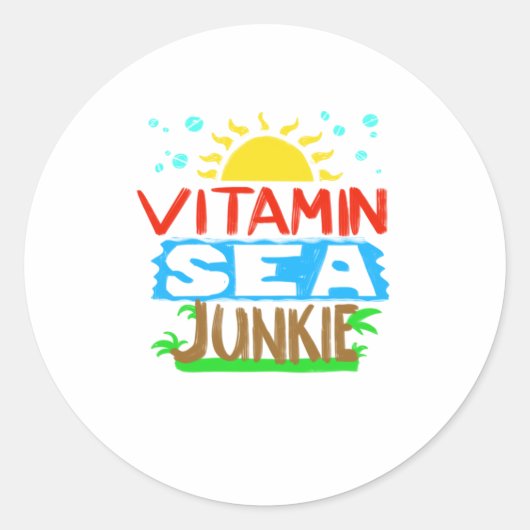 Cool Vitamin Zee Junkie Funny Summer Lover Oce Ronde Sticker (Voorkant)