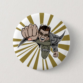 Cool vliegende super held comic karakter ronde button 5,7 cm