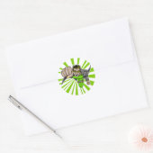 Cool vliegende super held comic karakter ronde sticker (Envelop)