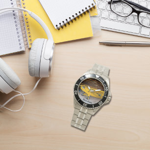 Cool Vliegtuig foto, Piper Cub J3, Gepersonaliseer Horloge