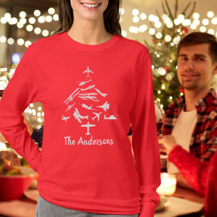 Cool vliegtuig kerstboom, luchtvaart, gepersonalis t-shirt