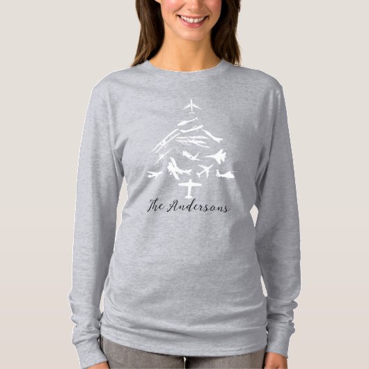 Cool vliegtuig kerstboom, luchtvaart, gepersonalis t-shirt (Voorkant)