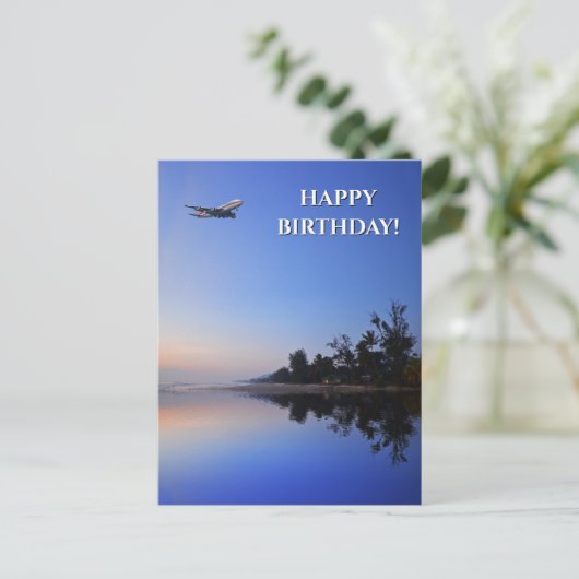 Cool Vliegtuig & Lake foto, Fun Aviation Verjaarda Briefkaart (Staand voorkant)