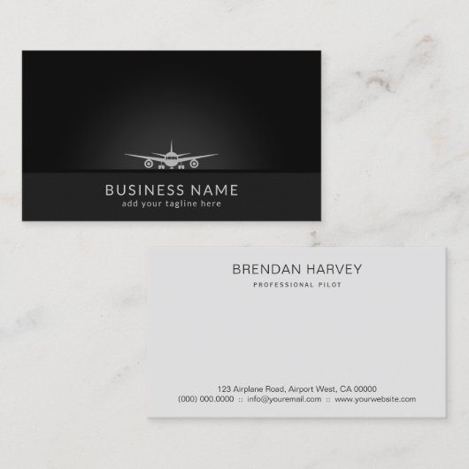 Cool vliegtuig Silhouet Landing op Tarmac Aviation Visitekaartje (Voorkant / Achterkant)