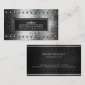 Cool vliegtuig silhouet ruw staal klinknagels luch visitekaartje (Voorkant / Achterkant)