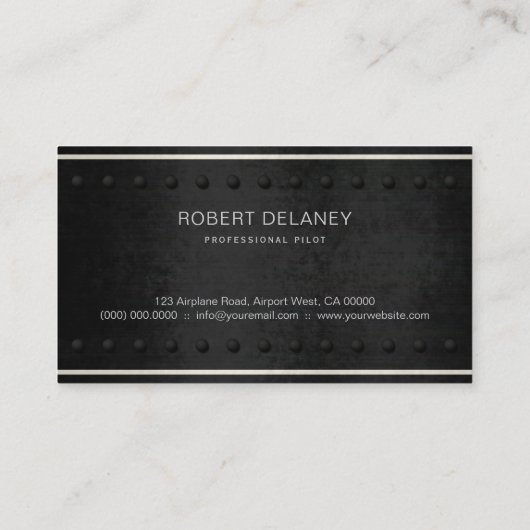 Cool vliegtuig silhouet ruw staal klinknagels luch visitekaartje (Achterkant)