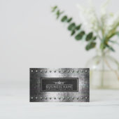 Cool vliegtuig silhouet ruw staal klinknagels luch visitekaartje (Staand voorkant)