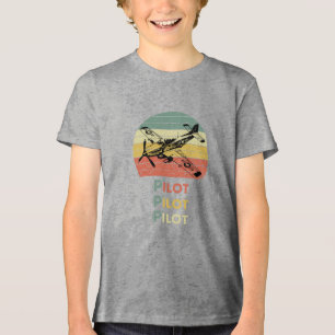 Cool Vliegtuig,Vintage Retro Zonsondergang,Eenvoud Tri-Blend Shirt