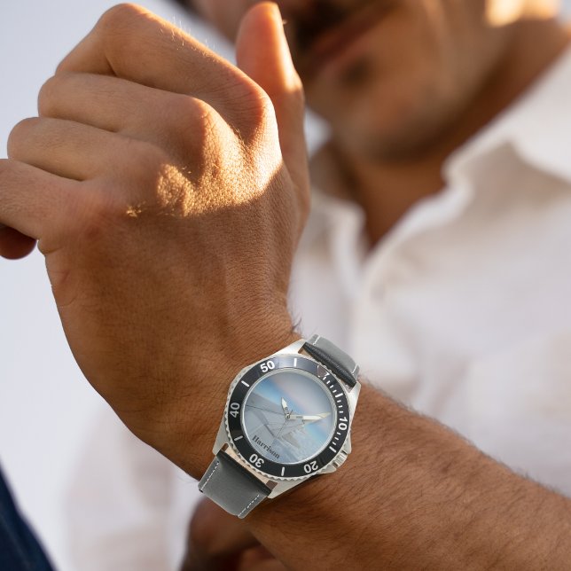 Cool Vliegtuig vleugel foto, lucht, gepersonalisee Horloge (Creator heeft geüpload)