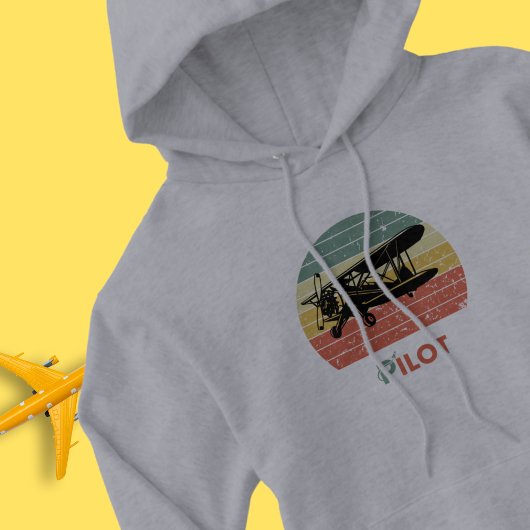 Cool Vliegtuig & zonsondergang,  Retro stijl Eenvo Hoodie