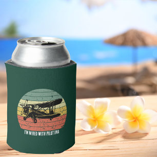 Cool vliegtuig & zonsondergang, Vintage Retro stij Blikjeskoeler