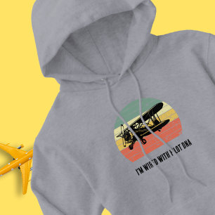 Cool vliegtuig & zonsondergang, Vintage Retro stij Hoodie