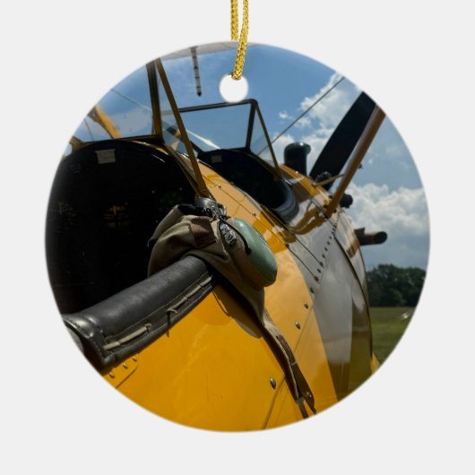 Cool Vliegtuigfoto, Vrolijk Kerstfeest, Personalis Keramisch Ornament (Voorkant)