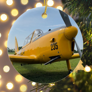 Cool Vliegtuigfoto, Vrolijk Kerstfeest, Personalis Keramisch Ornament