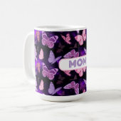 Cool vlinder mam zwart en Paarse Koffiemok (Voorkant links)
