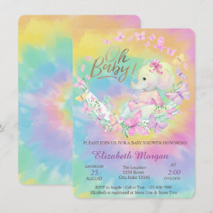 Cool Vlinders Olifant Tie Dye Baby Shower Kaart