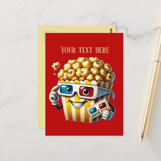 Cool voeg tekst popcorn film toe briefkaart (Voorkant / Achterkant in situ)