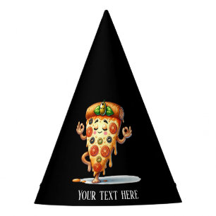 Cool voeg tekst yoga pizza feest toe feesthoedjes