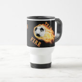 Cool Voetbal coach Gift Ideas Flaming Voetbal Reisbeker (Voorkant rechts)
