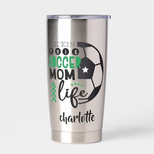 Cool Voetbal Moeder Leven Gepersonaliseerde Moeder Geïsoleerde Drinkbeker (Links)