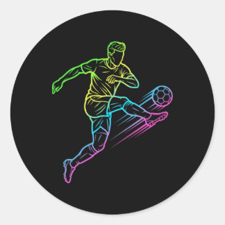 Cool Voetballer Volley-trap Kleurrijke Gradiënt L Ronde Sticker