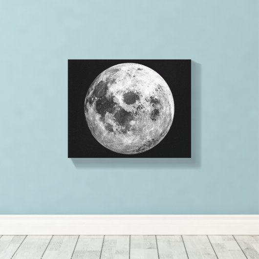 Cool Volle Maan Graphic Space Astronomy Science Canvas Afdruk (Insitu (Houten vloer))