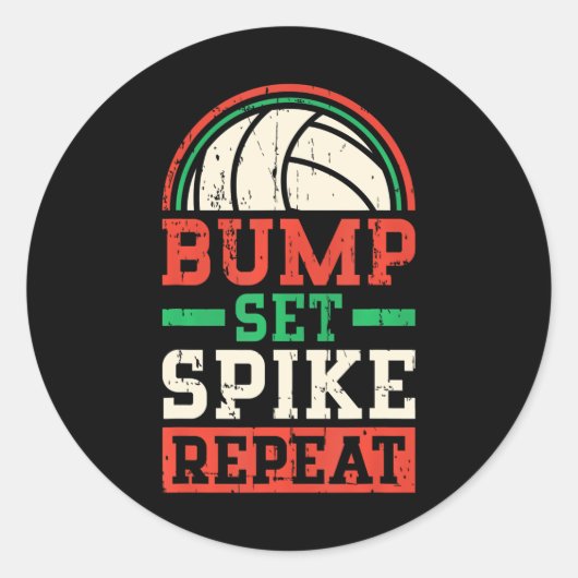 Cool Volleybal Bump Set Spike Herhalen Ronde Sticker (Voorkant)