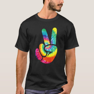 Cool Vredeshandteken Tie Dye Vriendelijkheid Voor  T-shirt