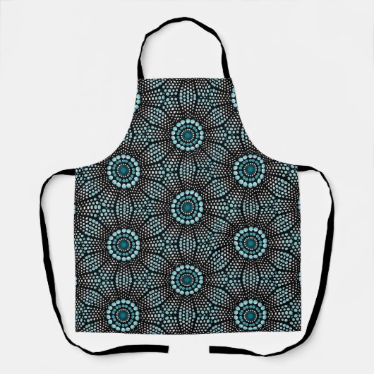Cool Vrouwen Fancy Zwart Wit Blauwgroen Dot Art Schort (Voorkant)