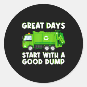 Cool vuilniswagen Goede dumptruck Mannen Kinderen Ronde Sticker