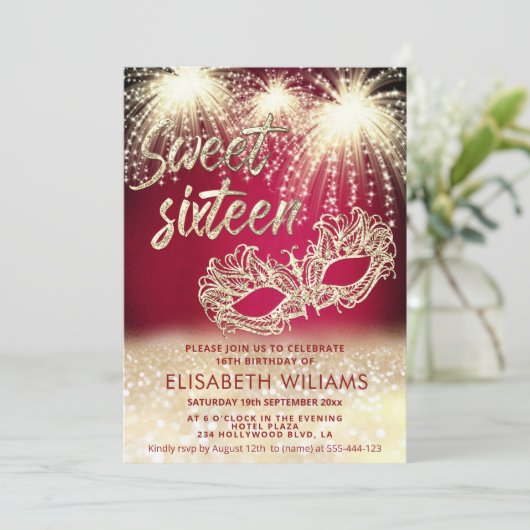 Cool vuurwerk Masquerade charmante glitterige ombr Kaart (Staand voorkant)