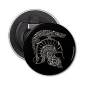 Cool Warrior Metallic Dragon Helmet Button Flesopener (Voorkant)