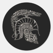 Cool Warrior Metallic Dragon Helmet Ronde Sticker (Voorkant)