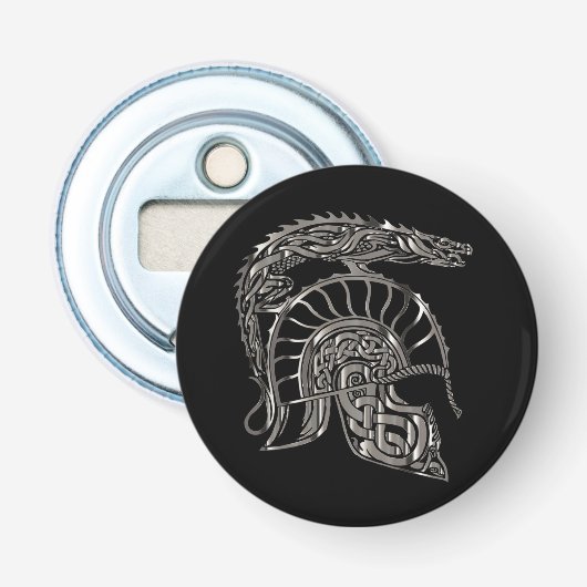 Cool Warrior Metallic Drakenhelm Button Flesopener (Voorkant)
