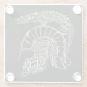Cool Warrior Metallic Drakenhelm Glazen Onderzetter (Achterkant)