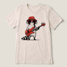 Cool Wasbeer die Rode Basgitaar Speelt Tri-Blend Shirt
