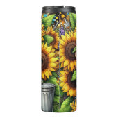 Cool Wasbeer met ijskoffie en zonnebloemen Thermosbeker (Achterkant)