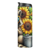 Cool Wasbeer met ijskoffie en zonnebloemen Thermosbeker (Geroteerd rechts)