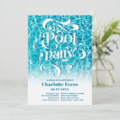 Cool water pool party script swirls blauwgroen Swe Kaart (Staand voorkant)