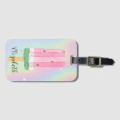 Cool Watercolor Ijs Holografisch Bagagelabel (Voorkant (horizontaal))