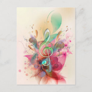 Cool watercolours treble clear music notes swirls briefkaart