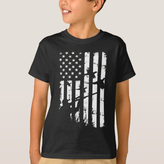 Cool Waterhowl American USA Flag Pheasant T-shirt (Voorkant)